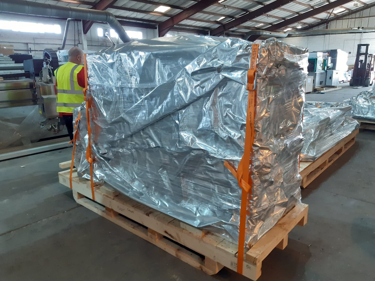 machinery in silver packaging