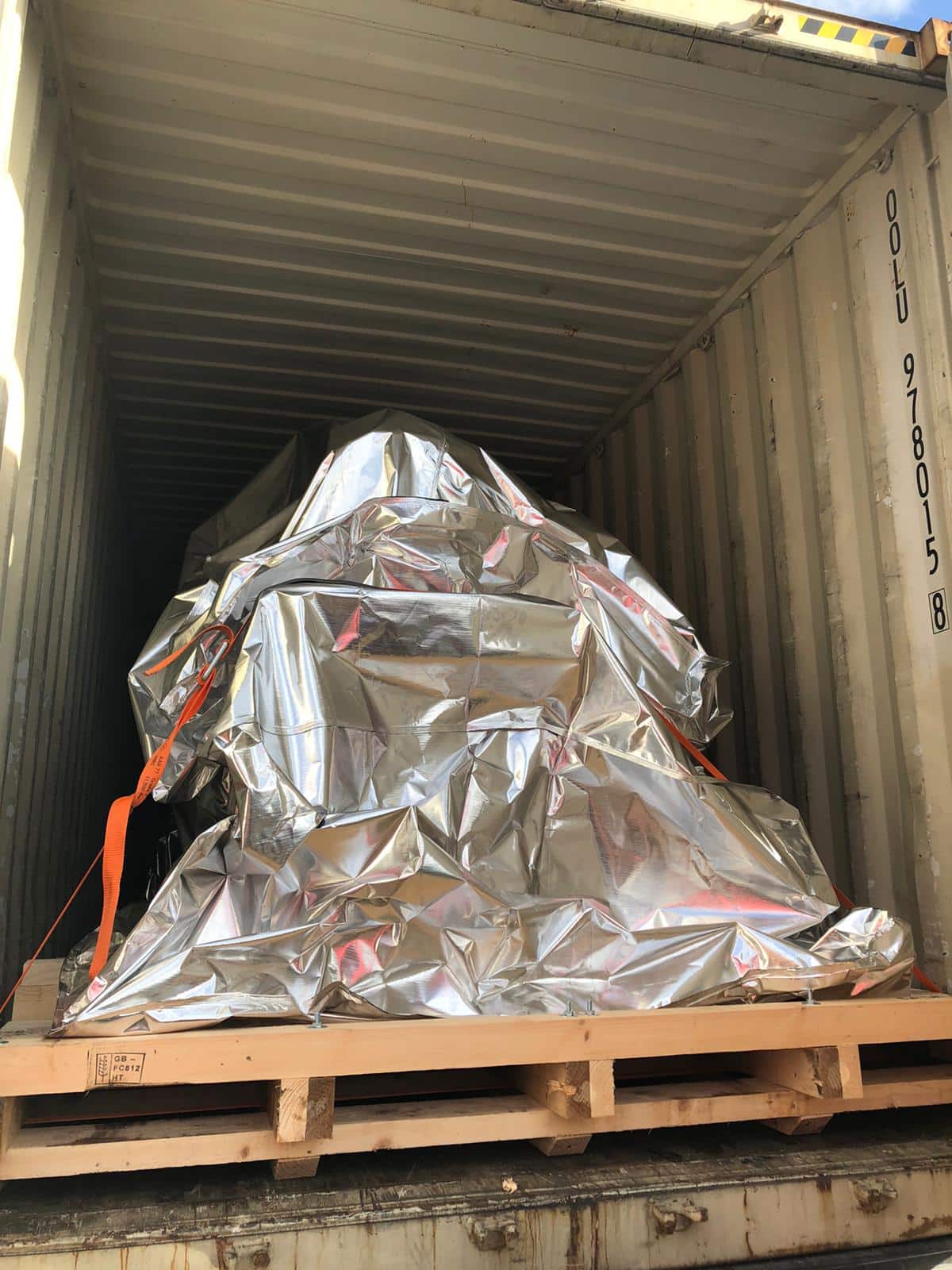 A machine carefully packed