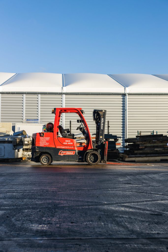 forklift in a parking lot