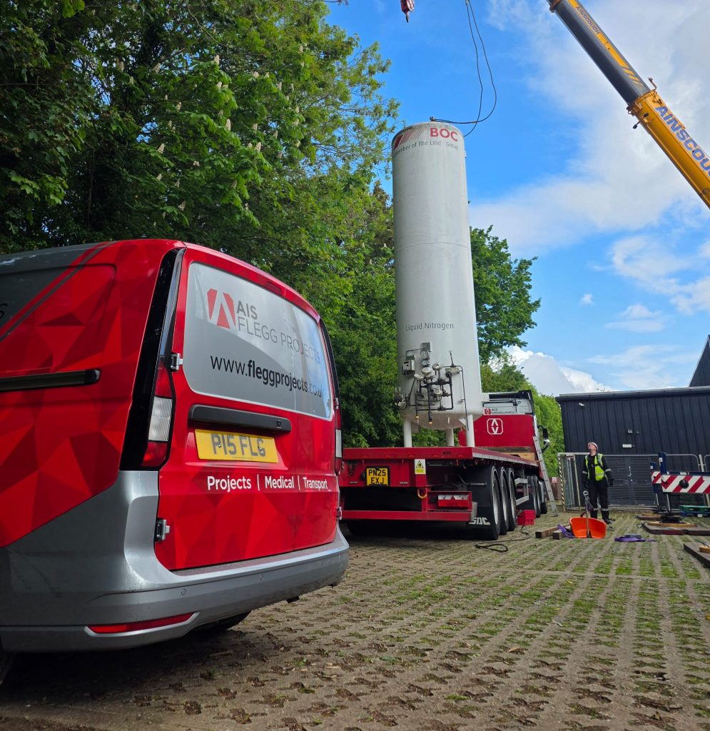 van in industrial yard