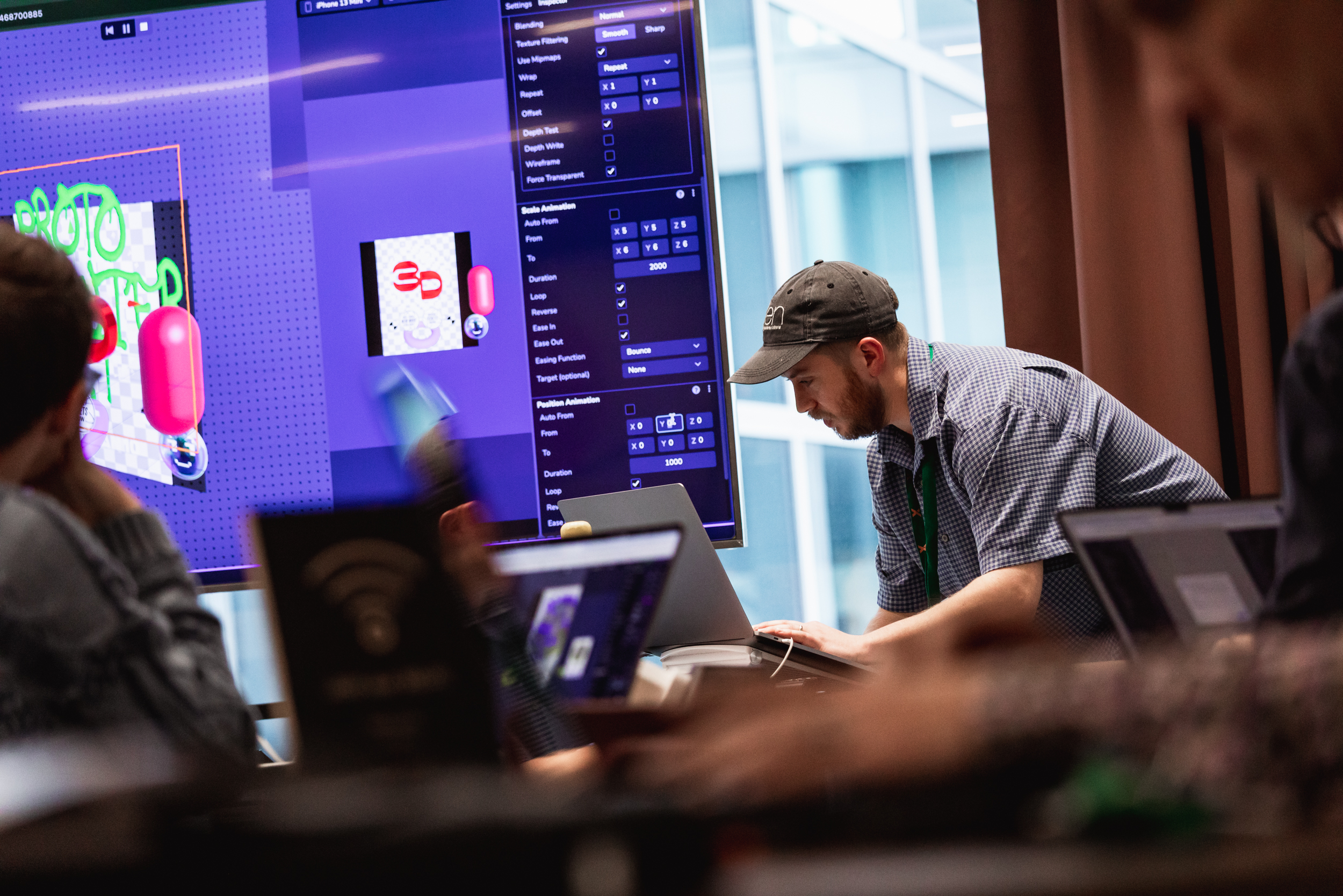 Creative team presenting AR experience design during a Playbound workshop