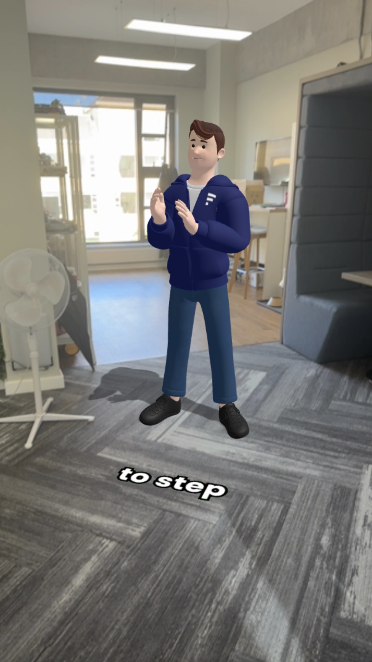 Smyle AR character in office